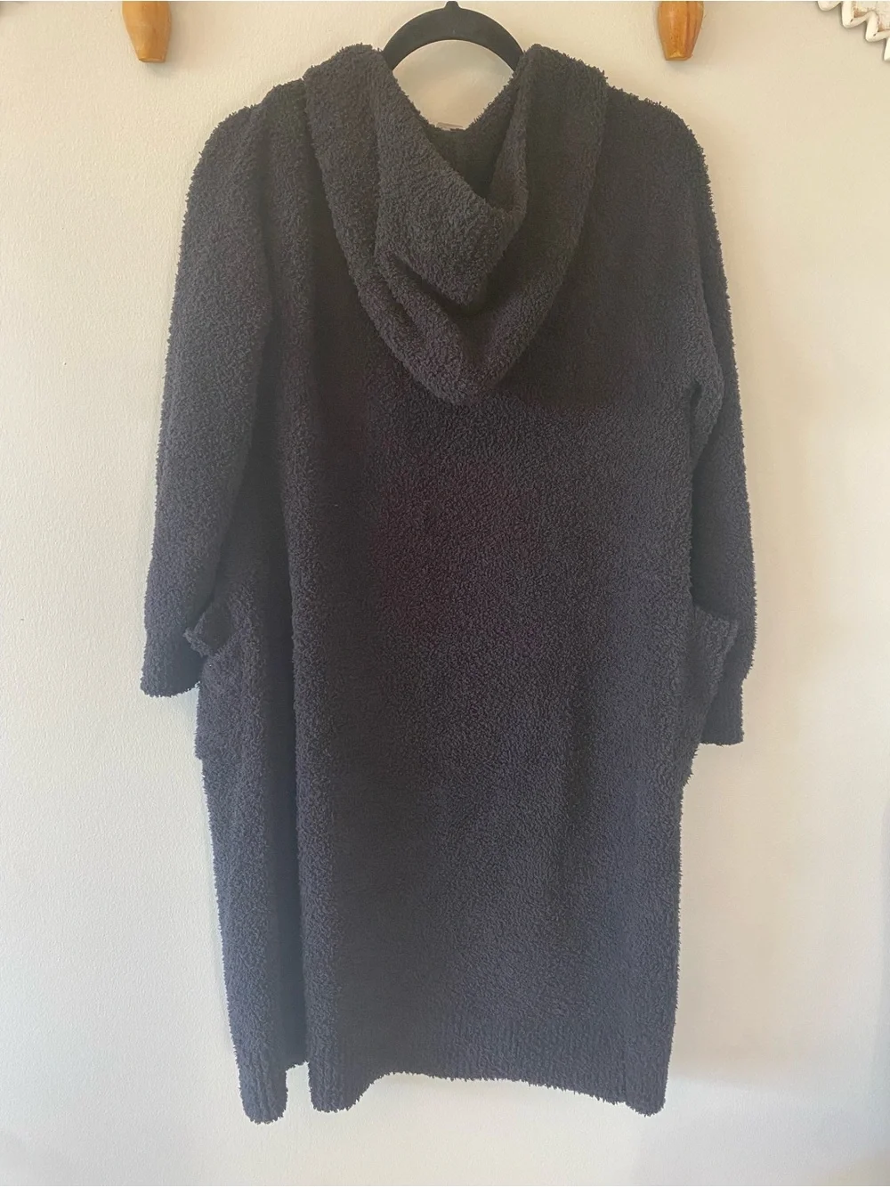 Lou & Grey Black Plush Hooded Maxi Cardigan — oversized - comfy - size XS